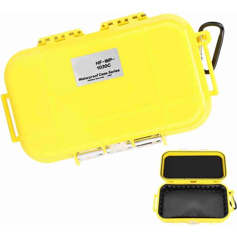 19x12x5cm/7.5x4.7x2 Pouces Boîte Sèche étanche et Hermétique, Boîte de Rangement, Boîte D'organisation du Matériel, étui de Transport Antichoc pour le Camping, la Pêche (Jaune) (1/5)