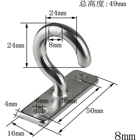 Haken aus Edelstahl 304, flach, Fragezeichen-Haken, Kleiderhaken, gebogener Haken, Bootshaken, Deckenventilatorhaken – 8 mm (55 g) – Bootshaken (1/4)