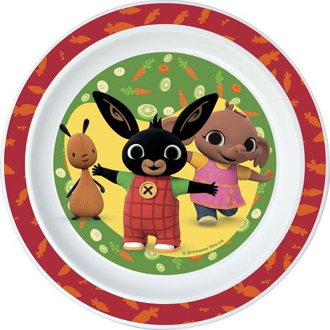 Piatto Piano Originale Bing comodo e pratico per bambini in plastica riutilizzabile e adatto al microonde.