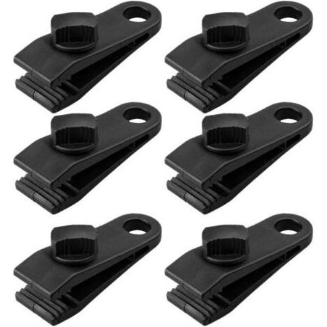 Lot de 6 pinces à bâche, pinces de tente à bouche de crocodile, pinces de verrouillage robustes, ensemble de pinces pour auvent en plastique, accessoires de tente à pince instantanée (1/5)