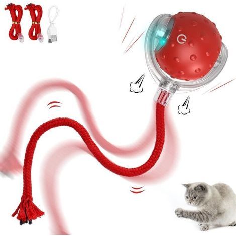 Jouet interactif pour Chat - Boule électrique Automatique Rechargeable, Mouvement irrégulier, stimule l'instinct de Chasse, pour Chats d'intérieur Adultes, Compatible sols et moquettes