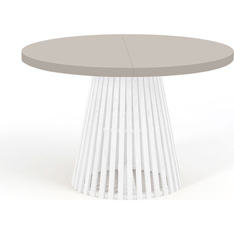Table à manger ronde extensible DOVER avec lamelles, diamètre : 90 / 140 cm, couleur : cachemire / blanc (1/4)