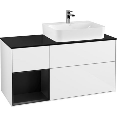 V&B Waschtischunterschrank Wandbeleuchtung Finion 120cm, Pl b m, Rg l b m Lac, glo wh. Lac (1/2)