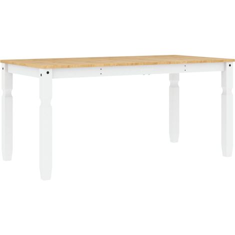 Table de salle à manger design rustique 160 x 80 x 75 cm bois massif de pin blanc DEC036855