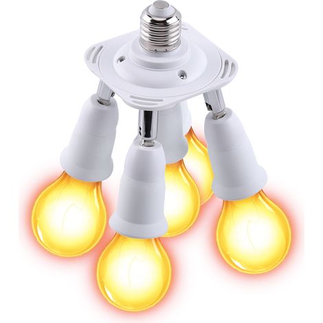 5-in-1 Verstellbarer E27-zu-E27-Sockel-Lampenlampen-Adapter, Fassungsverteiler, Neu 3 (1/5)