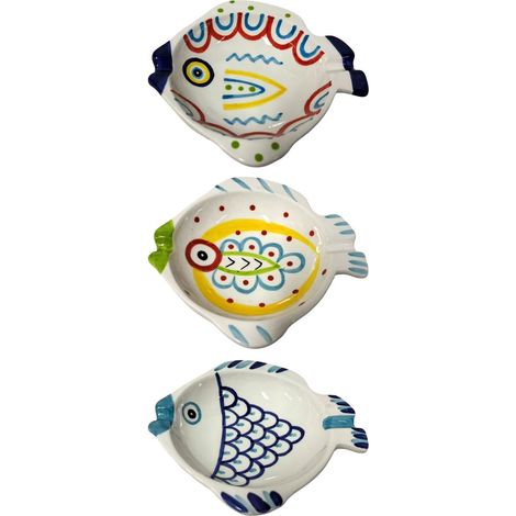 Cuencos joyero pez de cerámica blanca 13 cm set de 3 diseños