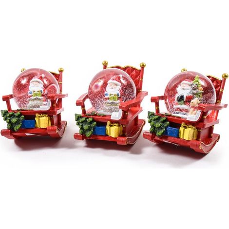 Ampolla in vetro su poltrona con Babbo Natale decorazione natalizia , da h 8.9 cm -Modello 1