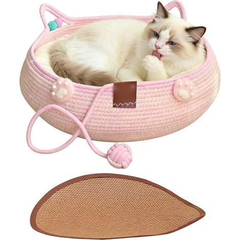 Petit Lit pour Chat Doux Antidérapant Lavable Décoration Intérieure Nid pour chat pour Chatons et Chiots, Idéal Maison Intérieur Repos Éveil Apaisant Toutes Saisons (1/5)