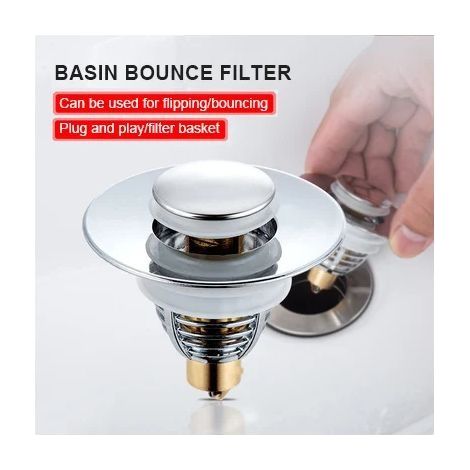 Universel En Acier Inoxydable Bassin Pop-Up Bounce Core Bassin Filtre De Vidange Attrape-Cheveux Évier Passoire Baignoire Bouchon Salle De Bains Outil 2PCS (1/3)