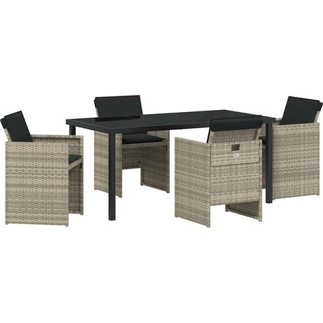 Maison Exclusive - Set da Pranzo per Giardino 5 pcs Grigio chiaro polyrattan (1/5)