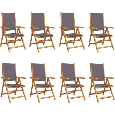 Maison Exclusive - Set di 8 sedie pieghevoli reclinabili in tessuto antracite e legno massello. (1/5)
