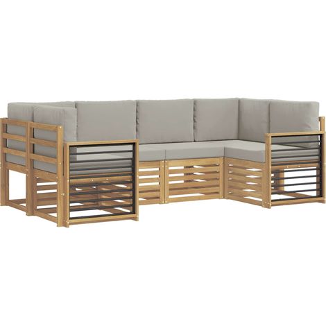 Ensemble de canapé d'angle 6 pcs Blanc et gris clair vidaXL (1/5)