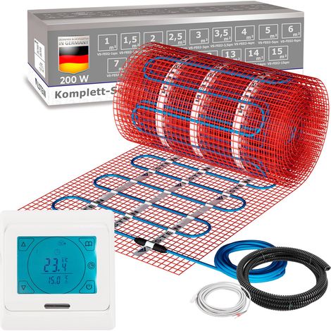 VILSTEIN©  Elektrische Fußbodenheizung  200W/m² TWIN Technologie Elektro  Komplett-Set  1m² - 2m (1/5)
