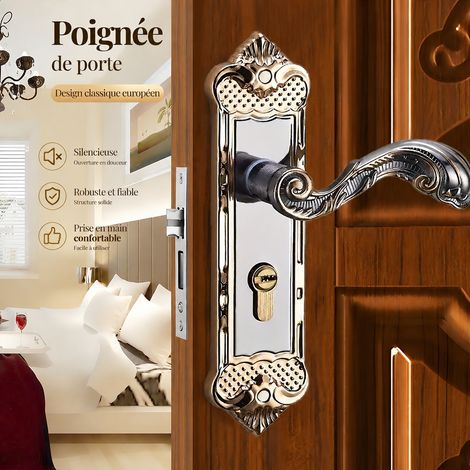 Serrure à poignée silencieuse dorée en acier inoxydable pour porte intérieure en bois, 1 pièce, 20 × 19 × 2 cm, 592 g – Livraison gratuite (1/5)