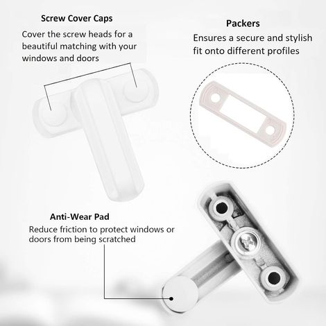 4 Serrure de Fenêtre-Alliage de Zinc-4PCS Blanc Verrou de Porte-Sécurité Domestique Pour Divers Porte Fenêtre- Sécurité de Maison la UPVC/PVC (1/4)