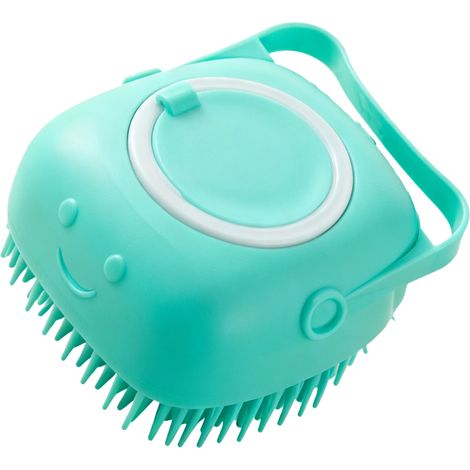 Brosse pour animaux de compagnie multifonctionnelle avec poignée confortable, peigne de douche en silicone pour chats et chiens, bleu (1/5)