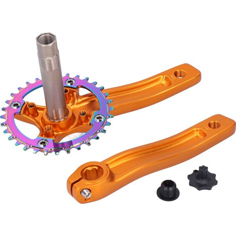 ZK-22 32T Fahrradkurbelgarnitur aus Aluminiumlegierung mit goldenem Kettenblatt und Kurbelarm