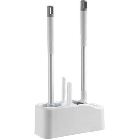 Set of two premium wall-mounted toilet brushes, long-handled plastic toilet brush with porous base, bathroom toilet brush, bathroom cleaning (1/4)