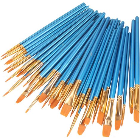 YORKING Pinsel Set 50 Stück Schulkünstler Pinsel Hobby Malpinsel Fortgeschrittene Nylonbürsten für Aquarell Acrylölmalerei Professionelle Malwerkzeuge (1/5)