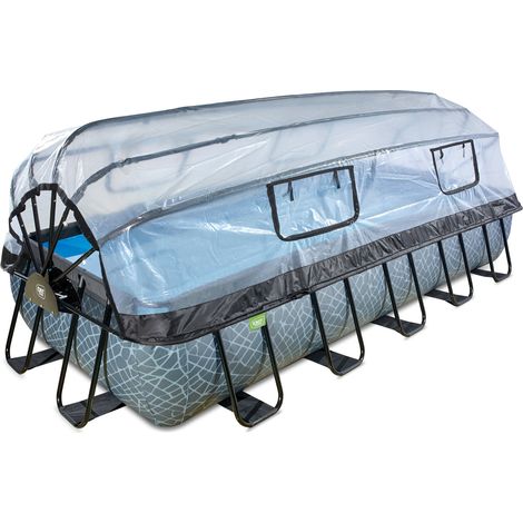 EXIT Stone Pool 540x250x100cm mit Sandfilterpumpe und Abdeckung - grau (1/5)