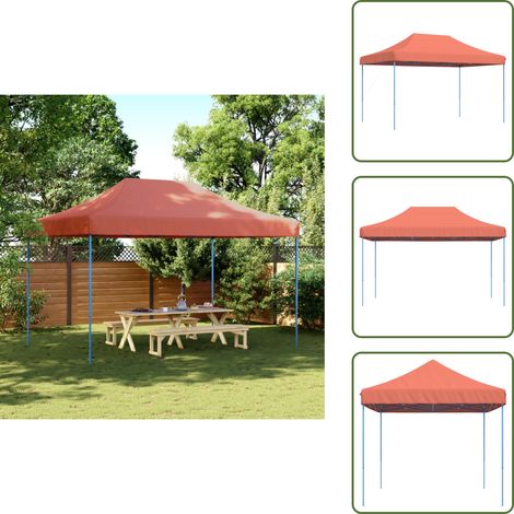 Tente réception pliable escamotable terre cuite 440x292x315 cm - Tents Gazebos - Abri Extérieur - Tente Pliante - Tente Événement - Abri Jardin (1/5)