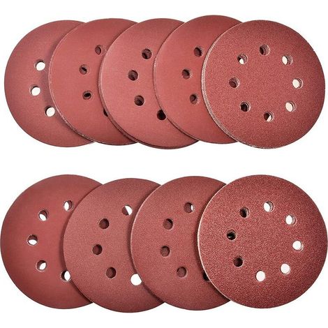 Disque De PonçAge, Disque Abrasif, Papier Sablé, Papier De Verre Pour Grain De Ponceuse Circulaire 60/80/120/180/240/320/400/600/800-125 Mm Disques De PonçAge Tampons 108 Pcs (1/5)