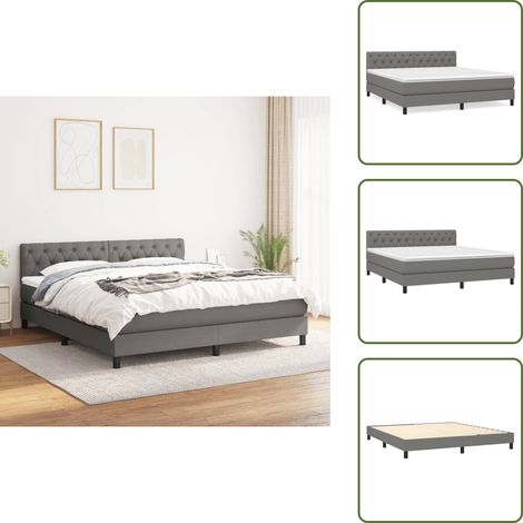 Boxspringbett mit Matratze Dunkelgrau 160x200 cm Stoff - Boxspringbett - Doppelbett - Bettenrahmen - Matratze - Schlafsystem (1/5)