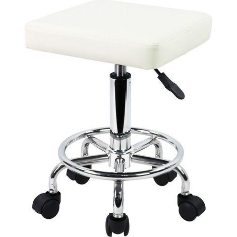 Tabouret à roulettes réglable en hauteur 46-61cm – Cuir synthétique facile à nettoyer – Confortable et mobile – Pour professionnels – Kktoner