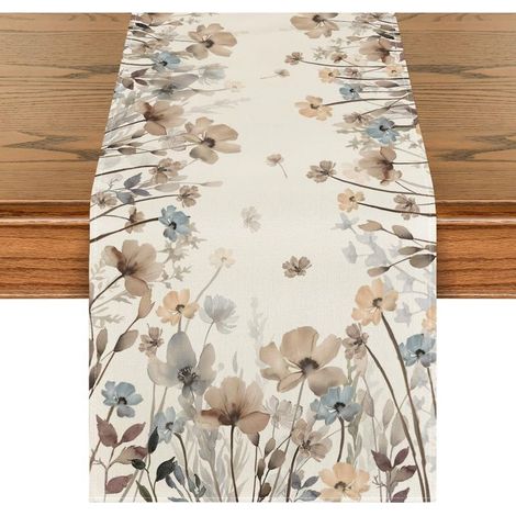 Peinture à l'encre - Chemin de table - Printemps - Décoration de table de cuisine d'automne - Décoration intérieure, vacances- 33 x 183 cm (1/5)