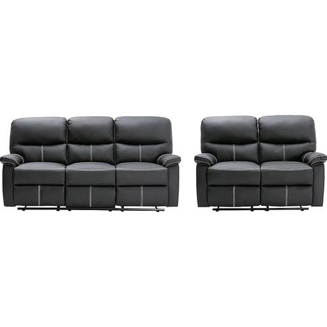 Divano 3+2 posti relax in Similpelle Nero - CANBY (1/5)