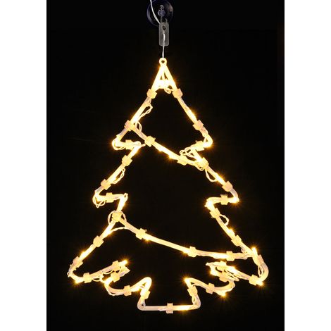 LED Fensterbild mit Dual Timer - Nikolaus - Fenster Deko Weihnachtsmann Silhouette warm weiß beleuchtet