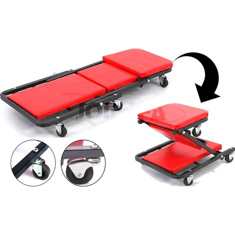 JOMAFA CAMILLA PARA TALLER MECANICO CONVERTIBLE EN ASIENTO CON 6 RUEDAS 360º (1/5)