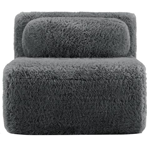 Modulares Sofa Grau aus Plüsch rahmenlos mit Ottomane und rutschfester Basis (1/5)