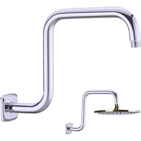 Tuyau de douche en forme de S d'acier inoxydable, bras d'extension de douche de 22 mm avec bride, élévateur de douche de baignoire réglable pour plus de hauteur et de commodité (1/5)