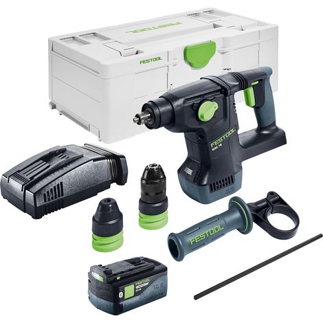 Festool KHC 18 EB-Basic Akku Kombihammer 18 V 2,6 J SDS-Plus Brushless + 1x Akku 5,0 Ah + Schnellladegerät + Systainer