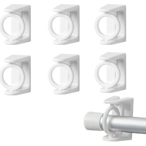 6-teiliges Set: Gardinenstangenhalterung ohne Bohren, Gardinenhaken, Gardinenaufhänger ohne Bohren, Gardinenstange ohne Bohren, geeignet für alle glatten und ebenen Oberflächen