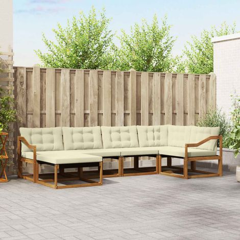 Outdoor-Sofagarnitur 6 pcs Natur und Creme Massivholz Akazie
