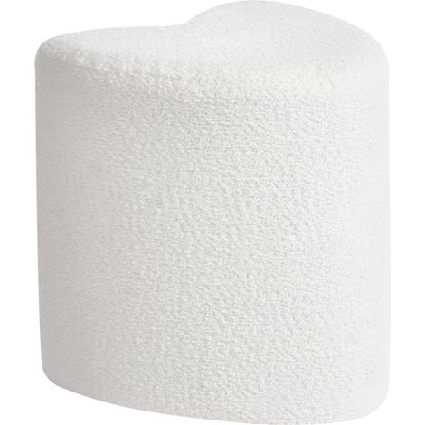 Puf tapizado en forma de corazón reposapiés otomana de chenilla blanco crema Scotia