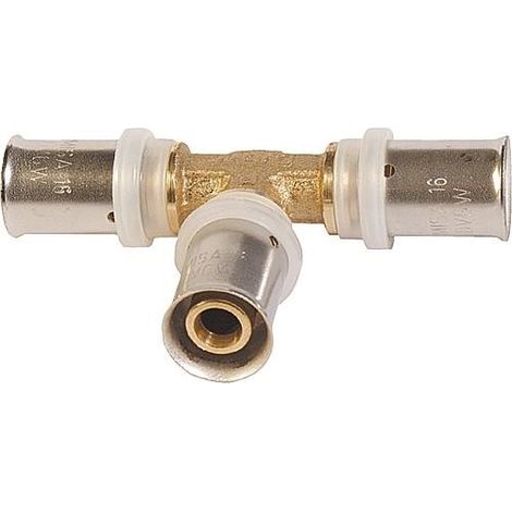 Té inégal à sertir multicouche, réduction médiane et droite contour TH 26x3 - 16x2 - 16x2 mm (1/4)