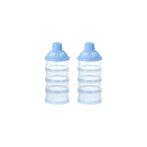 Lot de 2 boîtes doseuses à lait 4 compartiments portables pour bébé, voyage, bleu – (1/5)