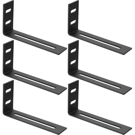 6 Pcs Supports d'angle Réglables, Equerre d'assemblage avec 3 Fentes, Equerre de Fixation Metal en Forme de L, Équerres de Fixation, Connecteurs Supports à Angle pour Meubles en Bois, 105x53x25.5cm (1/5)