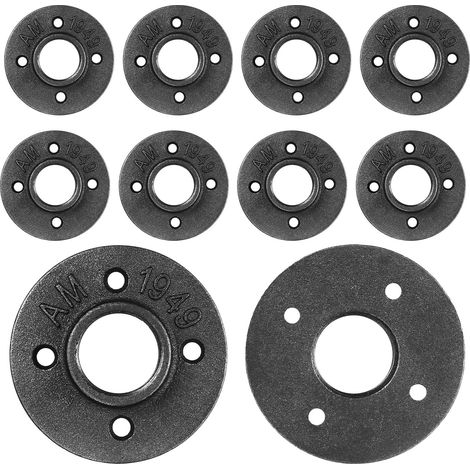 10 Bride de Sol Filetée 1 Pouce BSP, Bride Filetée, Brides de Tuyauterie Raccord Fileté, Bride Support Raccord de Tuyau pour Tuyau Étagère Murale Industrielle Placard Armoire Meubles (1/5)