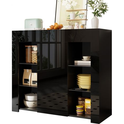 Meuble de rangement Armoire de rangement Noir Panneau de particules agglomérées 95x35x83 cm (1/5)