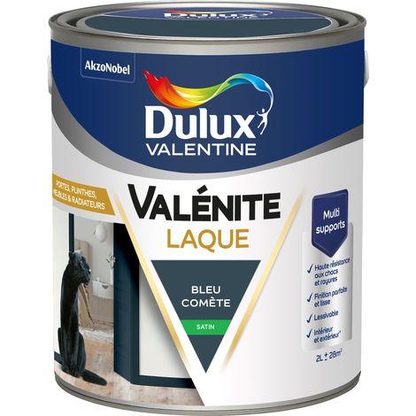Dulux Valentine Peinture Laque Valénite Intérieur et Extérieur Multi-supports - Finition parfaite et lisse, Haute Résistance - Satin Bleu Comète 2 L