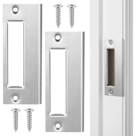 Plaques de Renfort en Acier Inoxydable Cache-verrou Facile à Installer 2pcs pour Porte pour Cadres Commerciaux et Résidentiels (1/5)