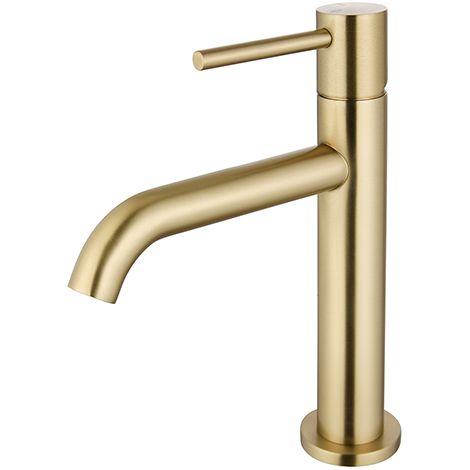 Edouard Rousseau - Mitigeur Lavabo SCRIPY - Aérateur Économie d’Eau -3 Finitions Disponibles - Vidage inclus - Laiton Champagne (1/2)