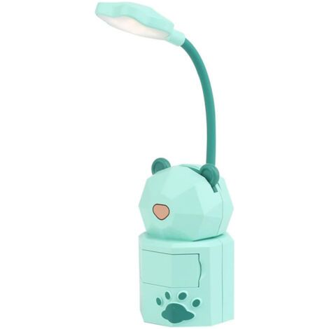 USB Cartoon Nachtlicht, wiederaufladbares LED Nachtlicht, grüne Bärenform, Leselicht für Studentenwohnheim