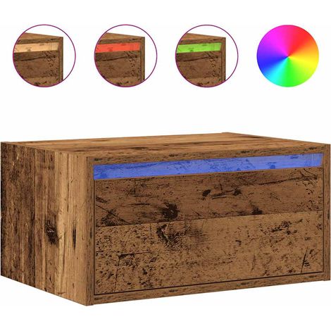 Maison Exclusive - Wand-Nachttisch mit LED-Leuchten Altholz-Optik