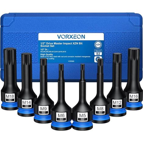 Socket in S2 Impact Sockets XZN M5, M6, M8, M9, M12, M14, M16, M18 Impact Bits XZN Bit Socket Set (1/3)