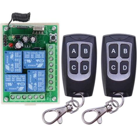 Haute sensibilité DC 12 V 4CH 4 canaux Télécommande Commutateur sans fil Interrupteur émetteur Récepteur radio + émetteur Télécommande de porte de garage Éclairage d'arrosage (1/5)